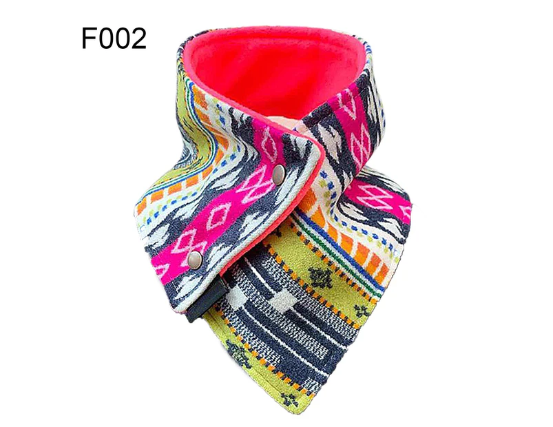 Autumn Winter Women Fashion Ethnic Print Buttons Neck Wrap Warm Scarf Shawl-F002