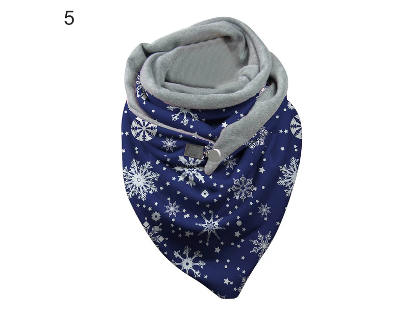 Christmas Scarf Elk Print Thick Women Snowflakes Triangle Scarf Shawl for Outdoor-5