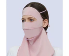 Cycling Face Cover Adjustable Friendly to Skin Anti-falling Open Nose Protect Face Lace Up Anti-UV Sunscreen Outdoor Shawl for Playing Golf-Pink