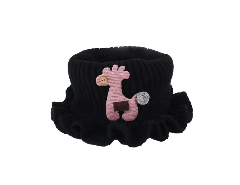 Boys Girls Autumn Winter Warm Windproof Cute Elk Shape Knitted Scarf Neckerchief-Black