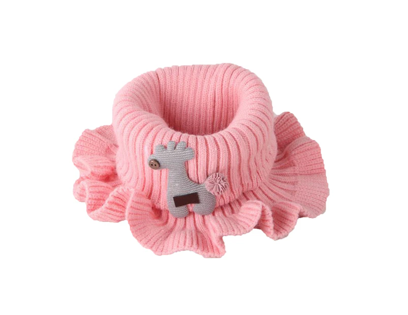Boys Girls Autumn Winter Warm Windproof Cute Elk Shape Knitted Scarf Neckerchief-Pink