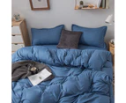 3/4Pcs Solid Color Bedclothes Quilt Cover Bed Sheet Pillow Case Bedding Set-Royal Blue - Royal Blue