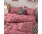 3/4Pcs Solid Color Bedclothes Quilt Cover Bed Sheet Pillow Case Bedding Set-Purple Grey - Purple Grey