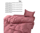 3/4Pcs Solid Color Bedclothes Quilt Cover Bed Sheet Pillow Case Bedding Set-Light Blue - Light Blue