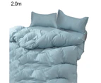 3/4Pcs Solid Color Bedclothes Quilt Cover Bed Sheet Pillow Case Bedding Set-Light Blue - Light Blue