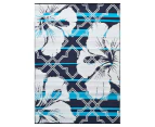 Harbor Flowers Blue Ivory Woven Waterproof Outdoor Rug - 3 Sizes - Blue