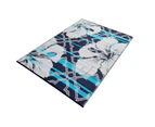Harbor Flowers Blue Ivory Woven Waterproof Outdoor Rug - 3 Sizes - Blue