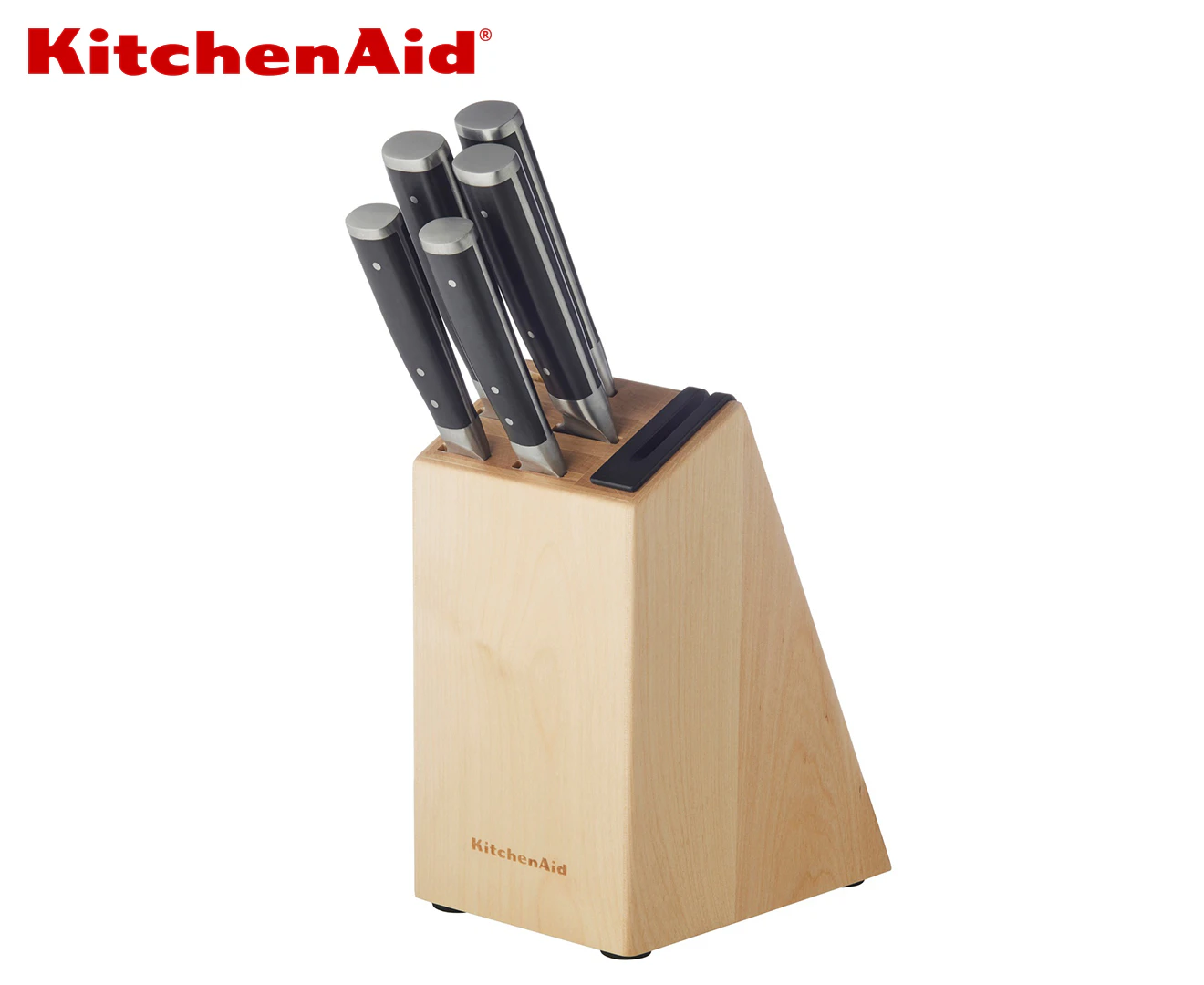 KitchenAid KKFMA07AA Acacia Wood 7 Piece Knife Block Set, Prime Appliance