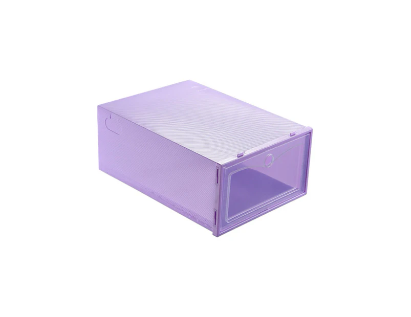 Flip-Open Cover Transparent Stackable Storage Box Shoes Drawer Case Organizer-Purple