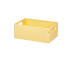 Storage Basket Non-slip Hollowed Handle Design Stackable Folding Organizing Plastic Large Capacity Storage Box Office Supplies-Yellow