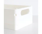 Storage Basket Non-slip Hollowed Handle Design Stackable Folding Organizing Plastic Large Capacity Storage Box Office Supplies-White