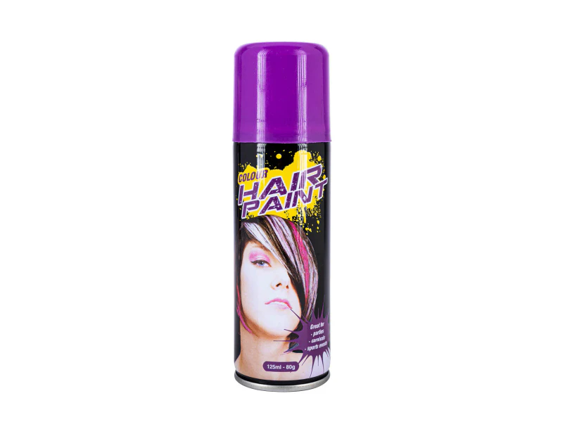 3PK Hair Spray Fluro Assorted Colours 125ml Non-Toxic Indoor/Outdoor Party Fun - Purple