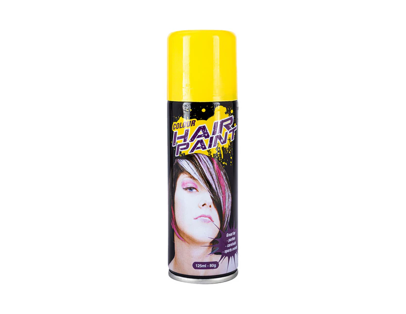 3PK Hair Spray Fluro Assorted Colours 125ml Non-Toxic Indoor/Outdoor Party Fun - Yellow