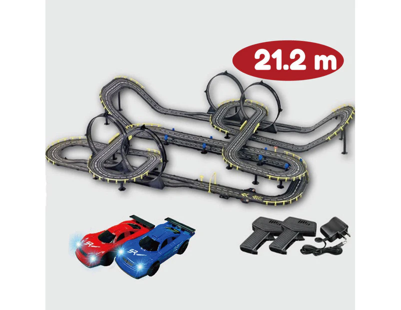 21.2 m Electric Track Racing Slot Sets Two Cars Controls Kids Vehicle Toys Gift