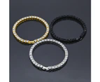 Fashion Single Row Rhinestone Inlaid Men Bracelet Bangle Party Jewelry Gift-Black 7inch