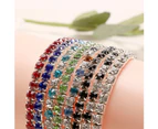 Luxury Women Single Row Full Rhinestone Inlaid Bracelet Elastic Bangle Jewelry-Black