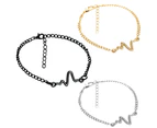 Unique Sound Wave Bangle Chain Bracelet Wristband Women Couple Jewelry Gift-Black