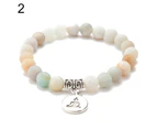 Unisex Lotus Yoga Pattern Pendant Beaded Bracelet Charm Bangle Jewelry Gift-3#