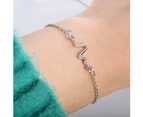 Unique Sound Wave Bangle Chain Bracelet Wristband Women Couple Jewelry Gift-Black