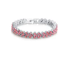 Women Fashion Full Rhinestone Inlaid Bracelet Bangle Wedding Party Jewelry Gift-Pink