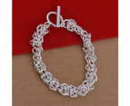 Minimalist Silver Plated Toggle Bracelet Women Bangle Jewelry Valentine Day Gift