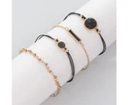 4Pcs/Set Women Bohemian Round Bar Stone Charm Bracelet Rope Chain Bangle Jewelry