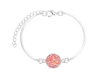 Fashion Women Glittering Resin Bead Charm Adjustable Chain Bracelet Jewelry Gift-Pink