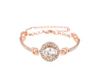 Women Round Cubic Zirconia Inlaid Adjustable Bracelet Bangle Party Jewelry Gift-Rose Golden