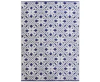 Harbor Link Geometric Navy Blue Woven Waterproof Outdoor Rug - 3 Sizes - Blue