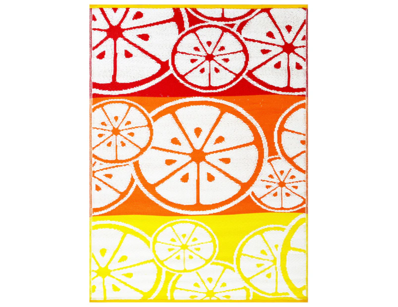 Harbor Citrus Fruit Colourful Woven Waterproof Outdoor Rug - 4 Sizes - Multi-coloured