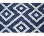 Harbor Geometric Navy Blue Ivory Woven Waterproof Outdoor Rug - 3 Sizes - Blue