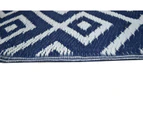 Harbor Geometric Navy Blue Ivory Woven Waterproof Outdoor Rug - 3 Sizes - Blue