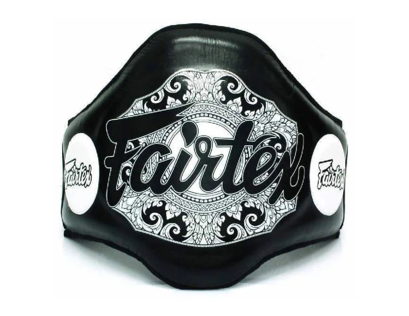 [Free Shipping]FAIRTEX-Genuine Leather The Champion Belt Chest Belly Guard - Black