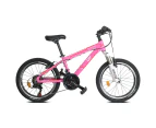CyclingDeal Kids Children Mountain Bike Bicycle MTB with Detachable Training Wheels - 18 Speed 20" Wheels 12" Frame for 5-10 Years Old - Pink
