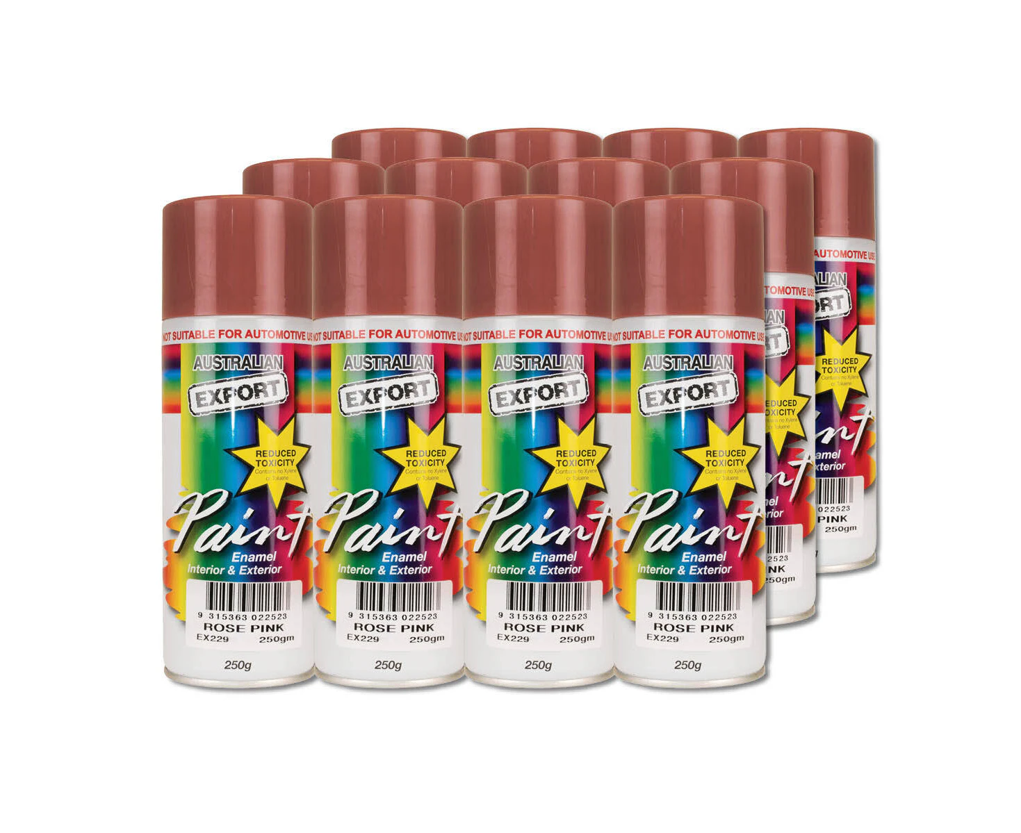 Australian Export 12PK 250gm Aerosol Spray Paint Cans FREE SHIP Bulk Buys Large Range - Rose Pink