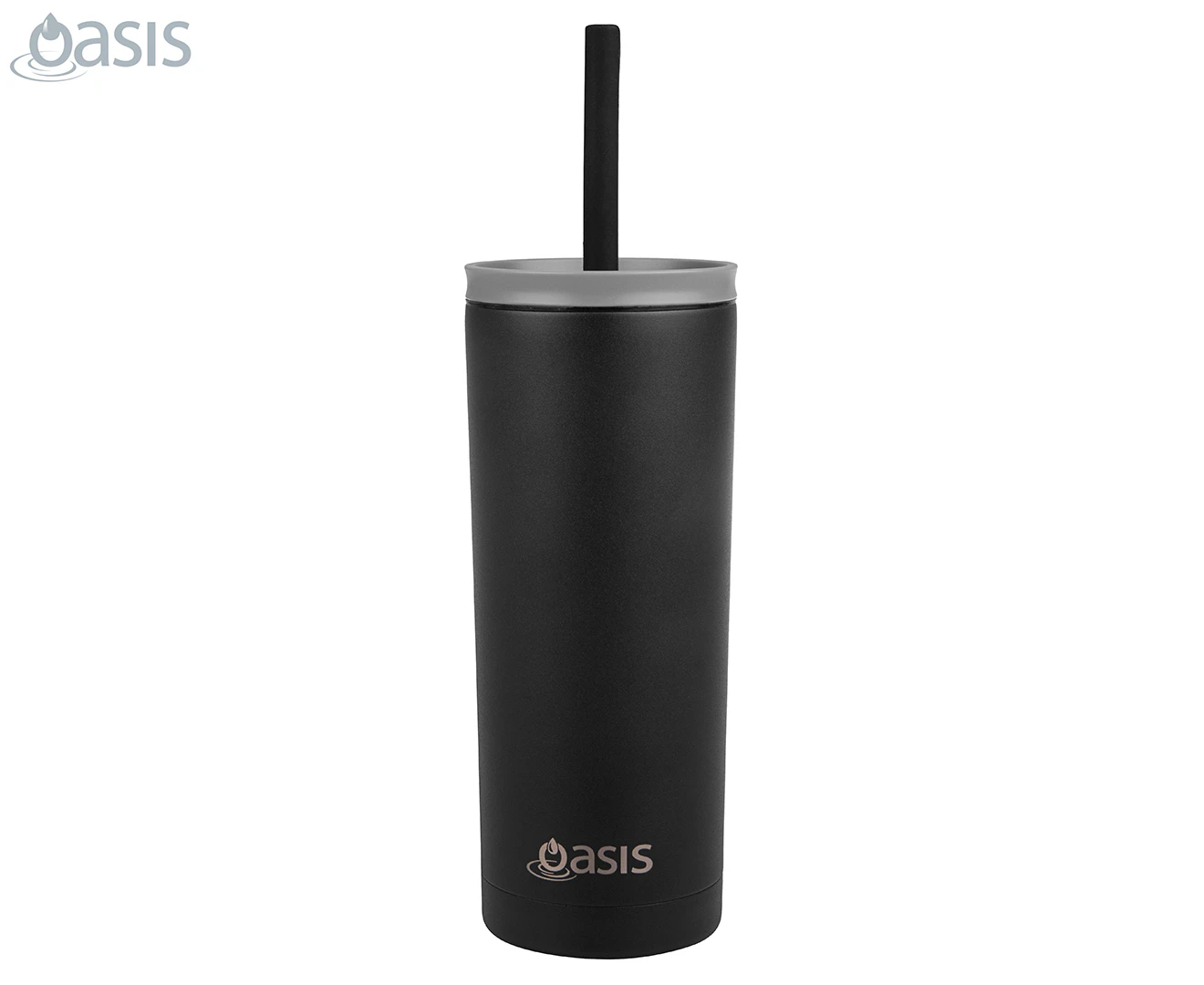 Oasis 600mL Double Wall Insulated Super Sipper Tumbler w/ Straw & Lid - Black