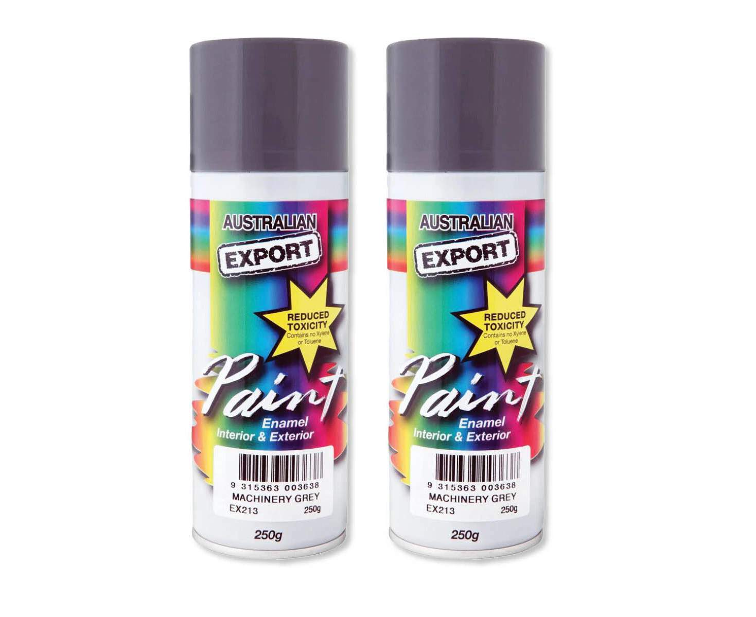 Australian Export 2PK 250g Aerosol Spray Paint Cans FREE SHIP Bulk Buys - Machinery Grey