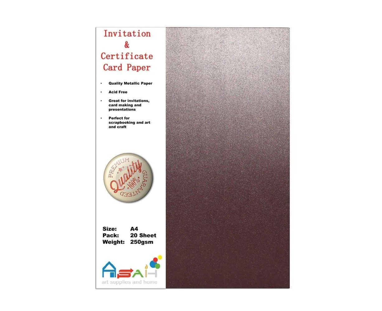 20pce Metallic Certificate / Invitation Card Paper 250gsm A4 Acid Free - Brown Metallic