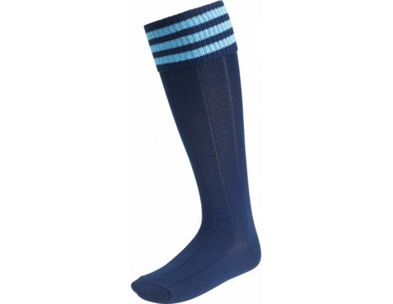 Euro Childrens/Kids Stripe Detail Football Socks (Navy/Sky Blue) - CS1353
