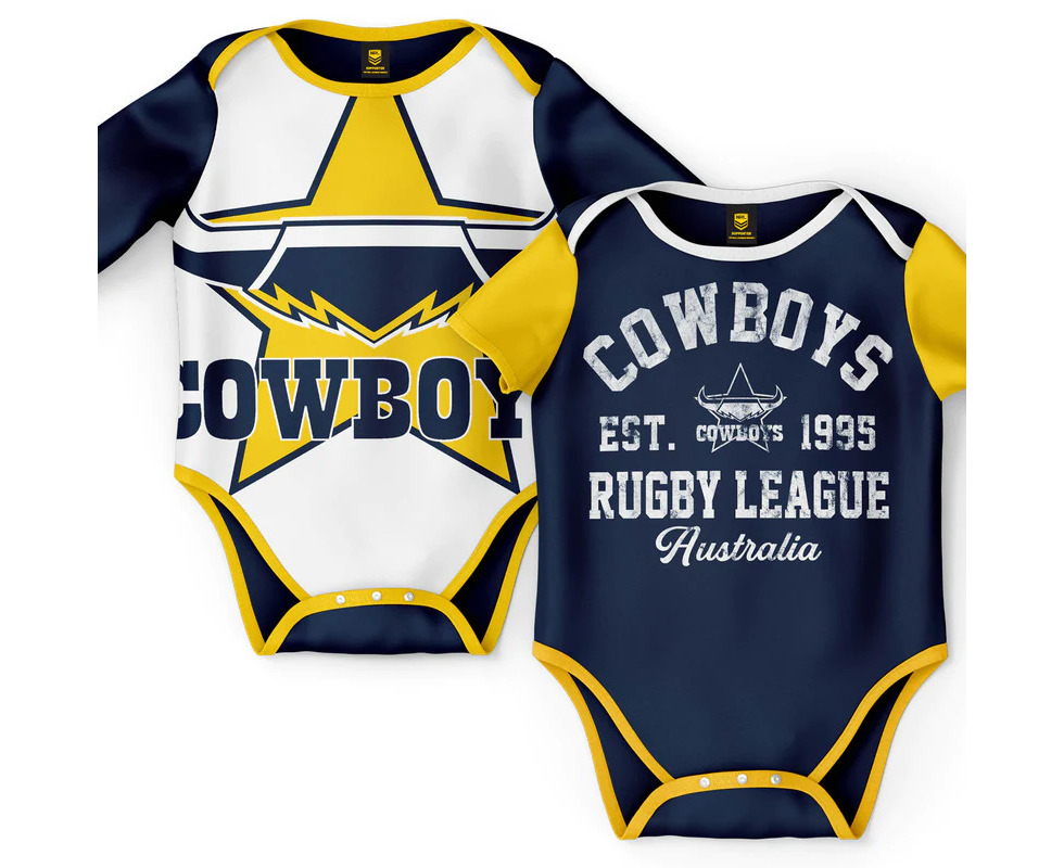 North Queensland Cowboys NRL Two Piece Baby Infant Bodysuit Gift