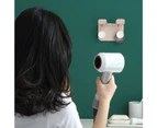 Multipurpose Punch Free Hair Dryer Holder Bathroom Wall Storage Rack Organizer-Grey - Grey