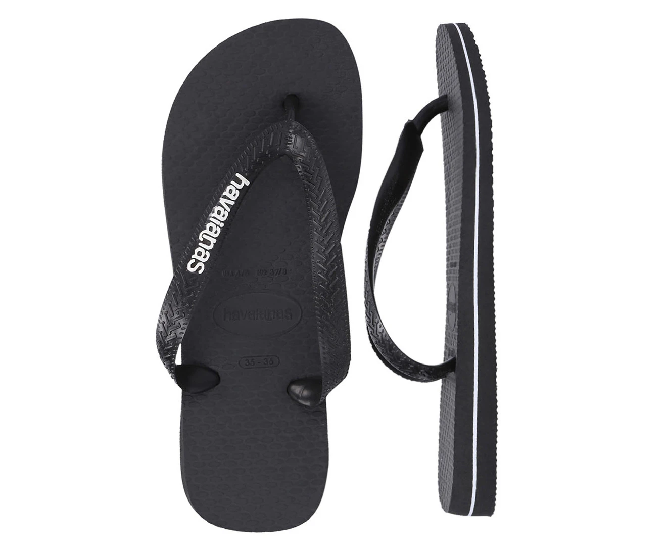 Havaianas Men's Logo Filete Thongs - Black/White