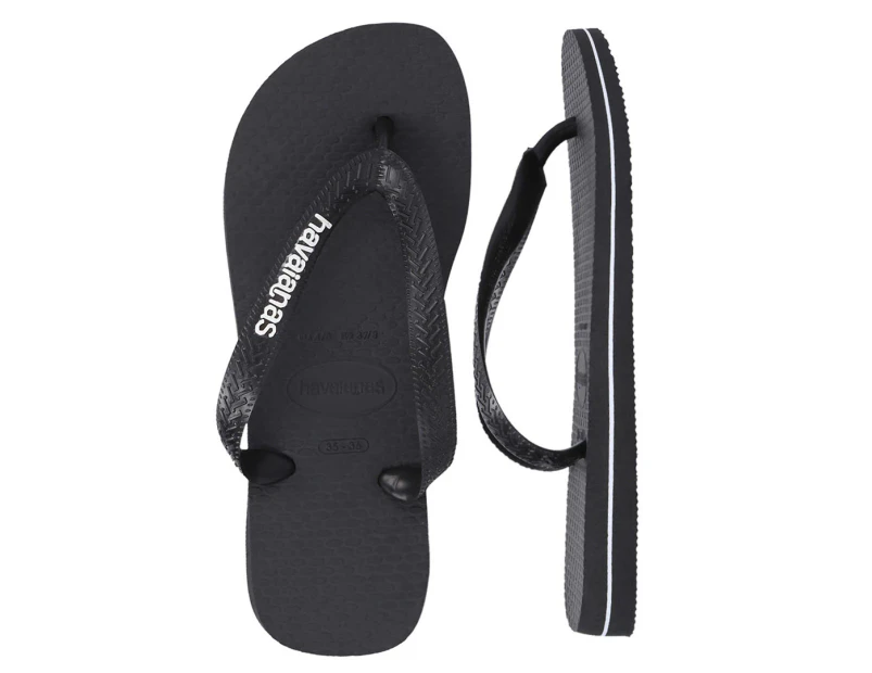 Havaianas Men's Logo Filete Thongs - Black/White