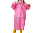 Kids Outdoor Raincoat Water-resistant Frosted Drawstring Design Rain Cape for Camping-Pink