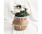Handmade Tassel Faux Seagrass Sundries Storage Basket Household Pot Container-Multicolor - Multicolor