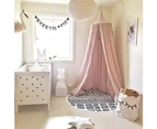 Children Baby Bed Canopy Round Dome Cotton Mosquito Net Nursery Room Decoration-White - White