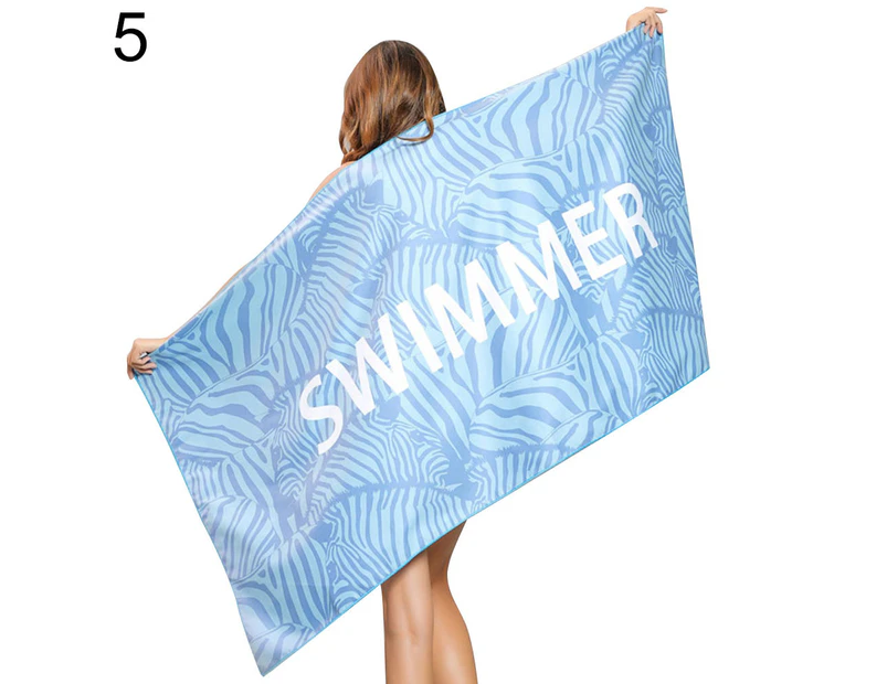 Women Flamingo Striped Print Swim Quick-dry Large Soft Absorbent Beach Towel-5# - 5#
