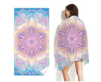 Super Soft Beach Towel Multifunctional Anti-fade Floral/Plant Print Washcloths for Summer-D - D