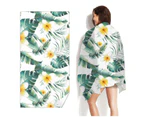 Super Soft Beach Towel Multifunctional Anti-fade Floral/Plant Print Washcloths for Summer-F - F