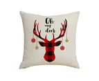 4Pcs Christmas Tree Car Elk Pillow Case Linen Cover Cushion Sofa Bedroom Decor